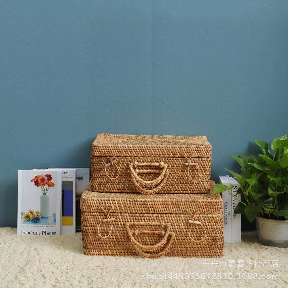 越南秋藤手工编织藤编家居收纳箱提手带盖旅行衣物行李箱置物筐,机械设备,其他机械设备,淘宝优惠券,粉丝福利购,淘宝优惠卷