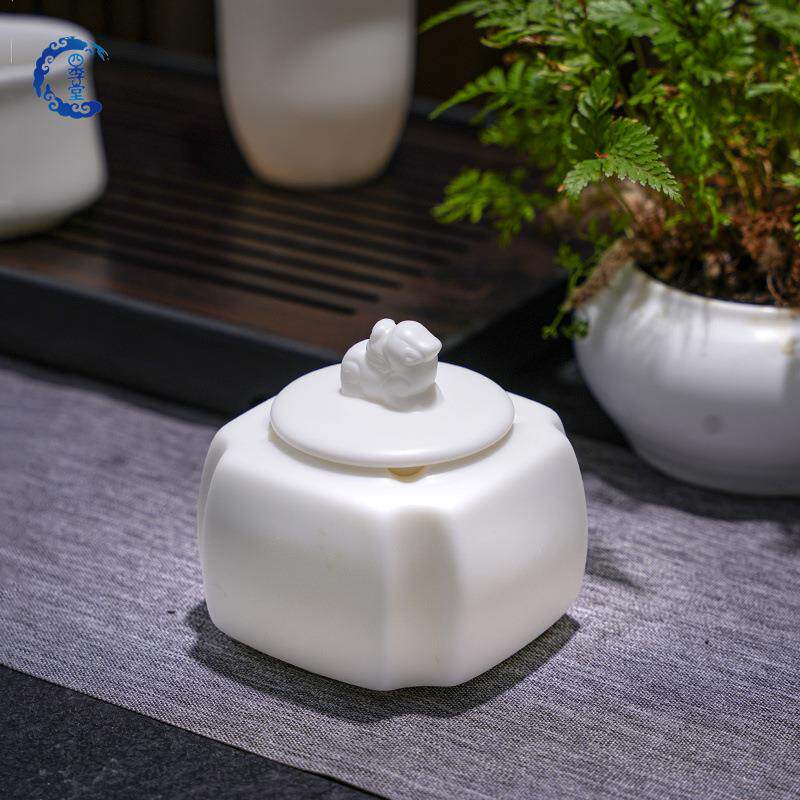 白瓷烟灰缸素烧羊脂玉瓷茶桌办公会议室客厅高端烟缸加印LOGO