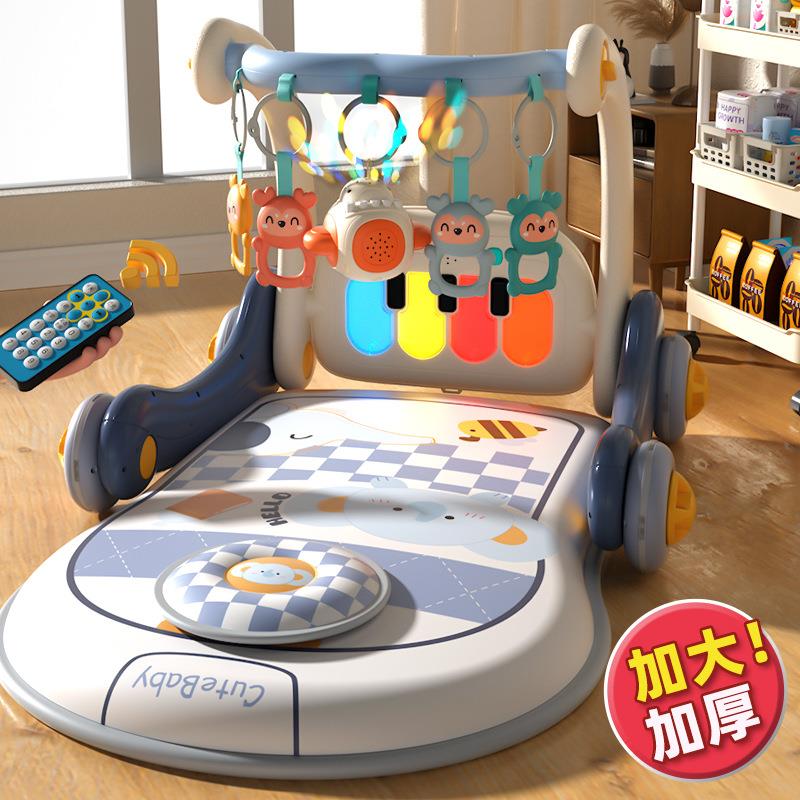 婴幼儿四合一钢琴健身架学步车灯光音乐双面钢琴初生宝宝安抚玩具