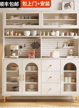 奶油风加房餐边柜法宽式客厅储物收柜靠墙一体wt987柜厨纳茶水餐