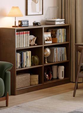 矮实书柜墙一体置物架客41195厅家用收纳格子书柜靠落地学生木储