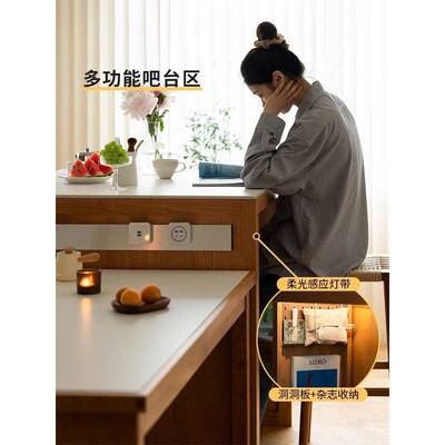 日式缪斯岛台木岩板中古风餐厅吧54038餐台收纳柜餐实边柜橱茶水柜边柜