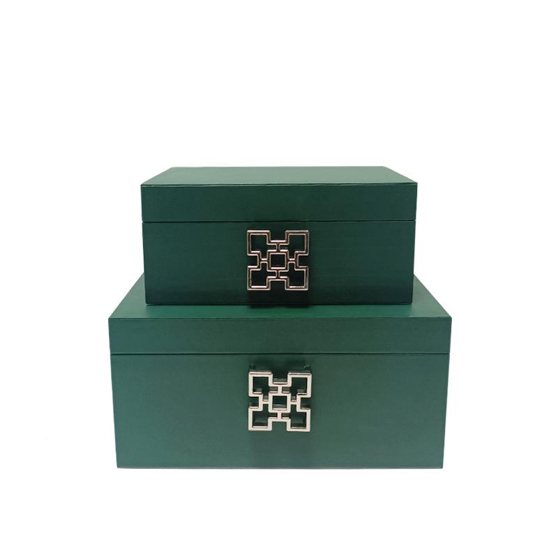 KYSD26新中式质PU皮饰木盒装样品板房衣帽间创软意摆件家居卧室收