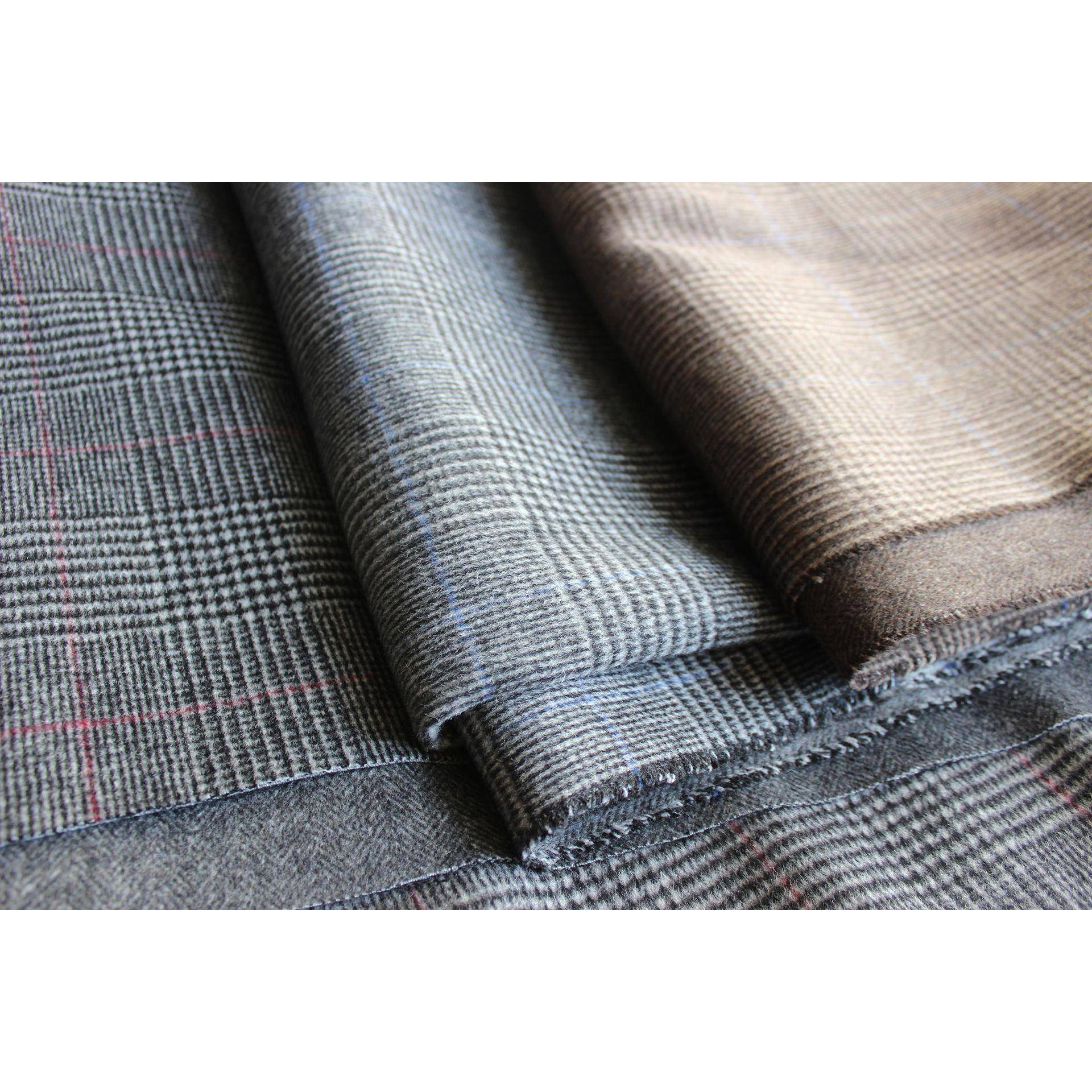 2025纹新款80毛涤格子双面面YIU呢毛纺面料顺格毛双面毛呢料