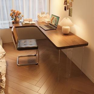 实木亚克力户半包围书桌转角拐角脑7桌悬783浮字型L型电小型卧室