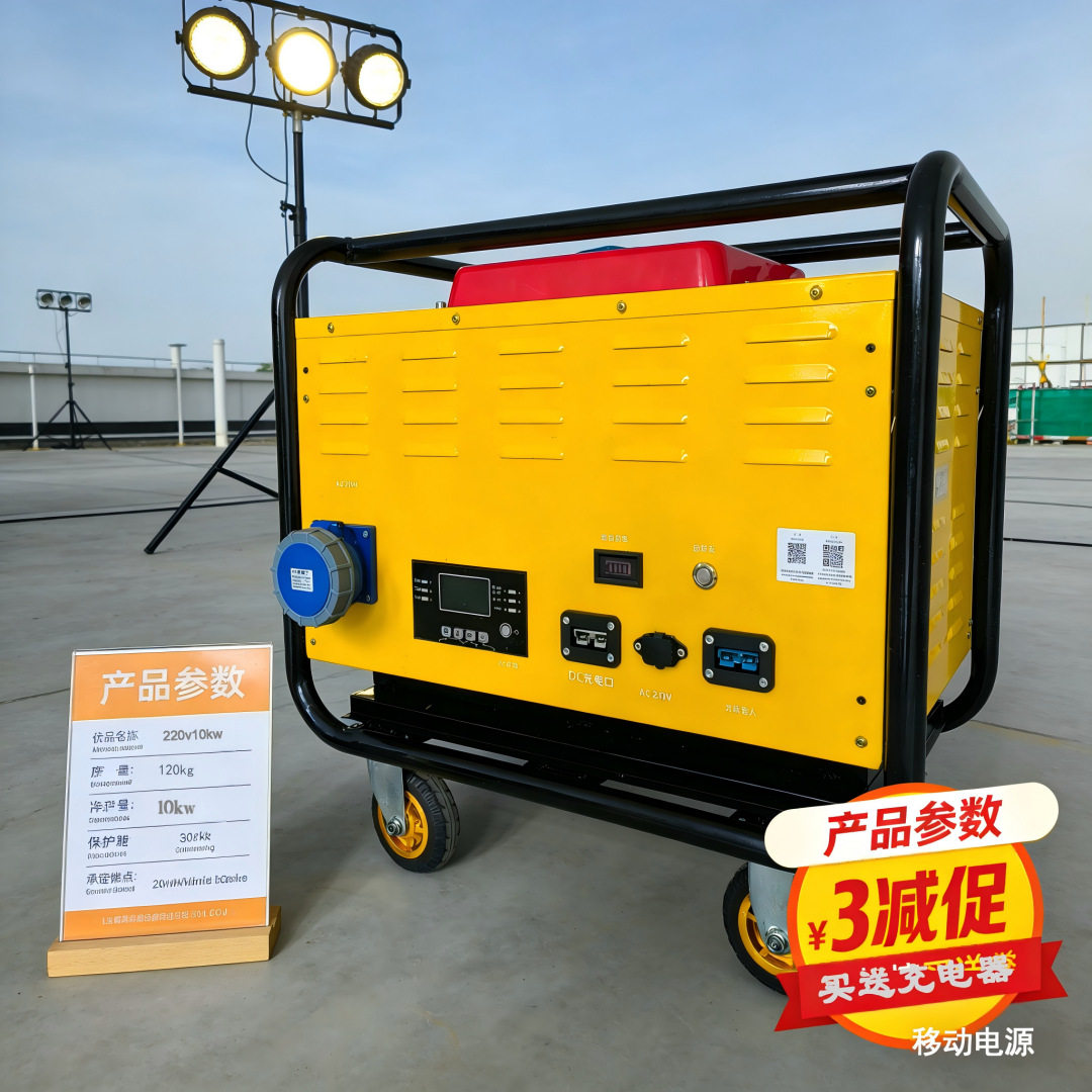 磷酸铁锂交流户外施工220v10kw大容量 静音大功率锂电一体发电机