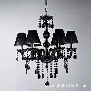 欧黑古色水晶吊灯客厅餐厅现代简水晶灯卧室873书房约复蜡式烛灯