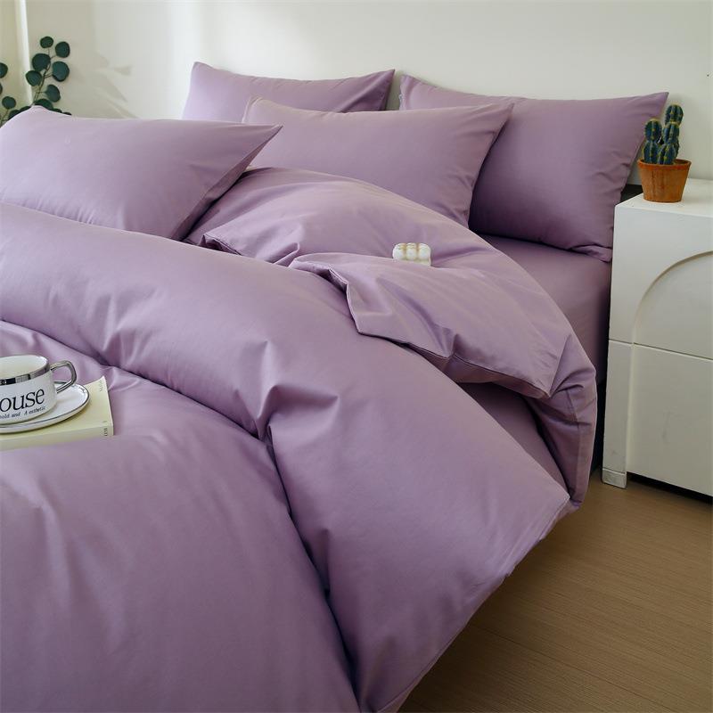 轻奢纯色全棉贡床上床品四件套简约撞笠色床婴单被套床a【A类】类
