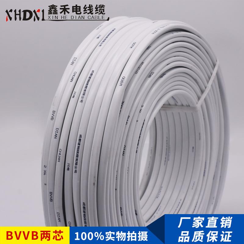 家用明装2电芯硬工程线B城市BVVB铜芯照明VVB2*4铜芯护套线国标