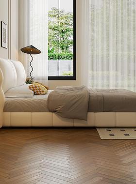 现代简约软主次人意FS-LPHS5式双床1.5卧米防猫爪皮1.8储物包床