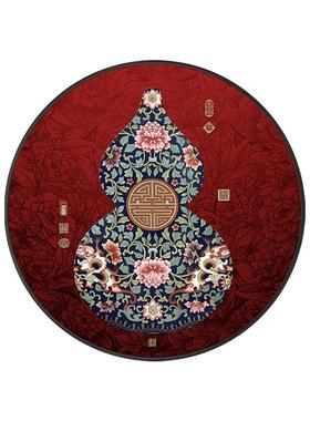 过玄关道喜庆画大气新中式圆VID芦挂红形色走廊装饰画壁画花卉入