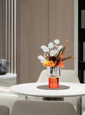 现代轻奢橙色仿真花件室桌软091装摆放花艺售摆楼处洽谈装饰花内