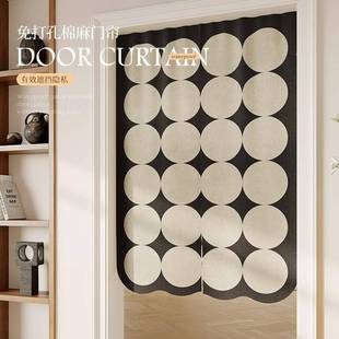 卧室客厅房门亚帘仿麻免打孔卫生间轻奢遮挡帘AL959635用厨隔断遮