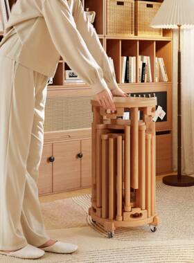 实木子可用叠放代家凳圆凳子47026餐现桌凳新中式叠叠凳椅子沙发