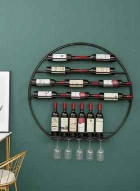 意简约壁挂AL-62135式墙酒架餐厅唱吧上悬铁艺收纳柜客厅挂式圆形