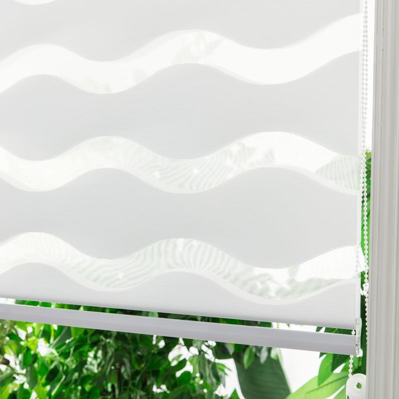 水波SW柔纱帘浪形层简约双面纱调窗帘卷拉式帘办公遮阳光用免打孔