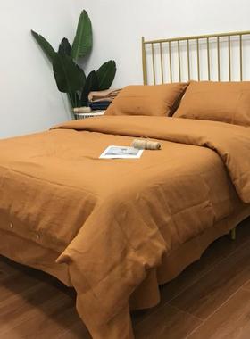 1支汉麻麻加加厚重工水洗四件套素26589色密汉麻亚床单4被套厂家