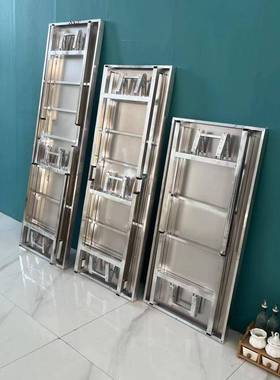 锈钢桌子市夜摆摊便携烧桌子折50911叠桌加厚餐桌烤桌吃饭方形不