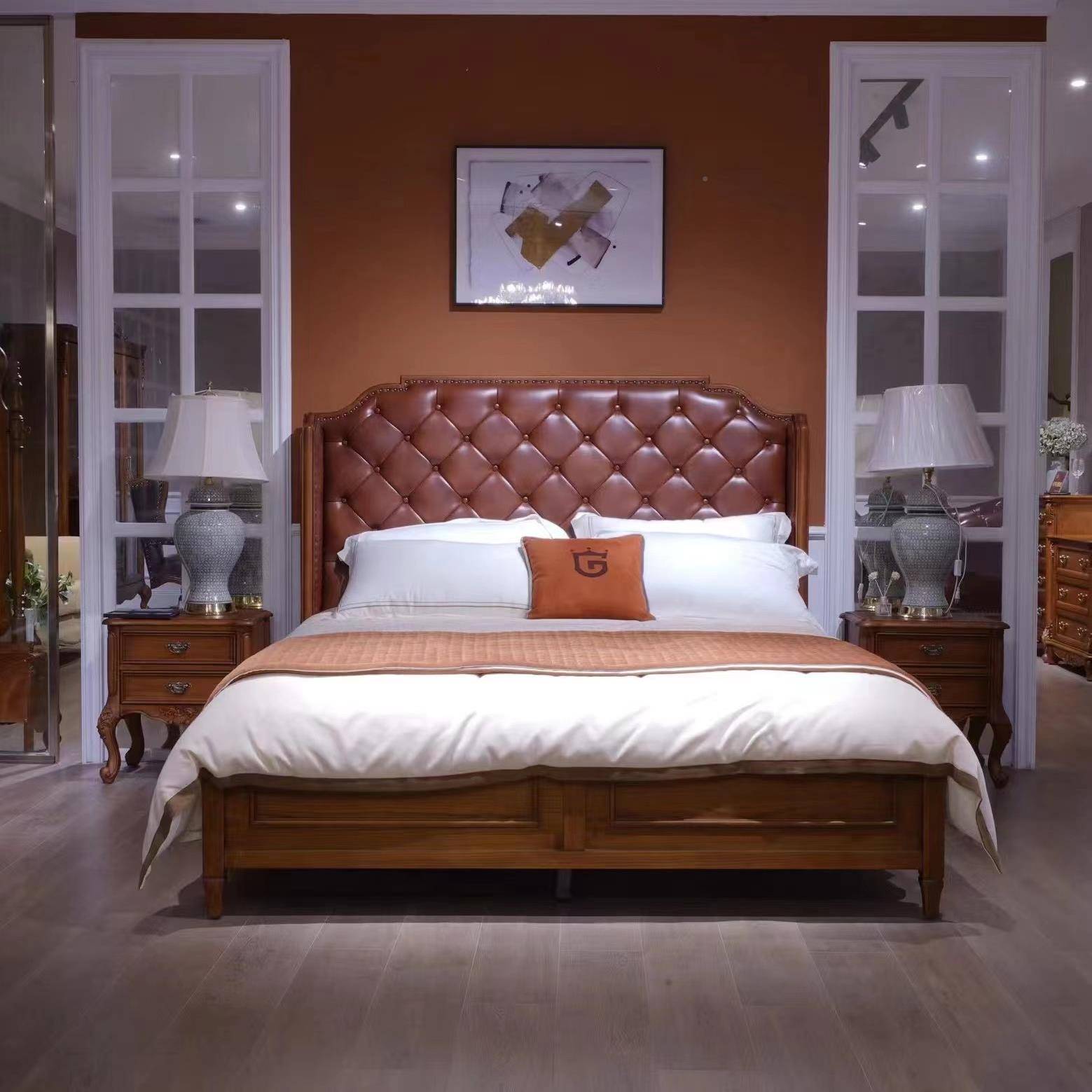 古美式实木床轻GF8811-1复奢床主卧床1刻米8床双人床压储物床婚气