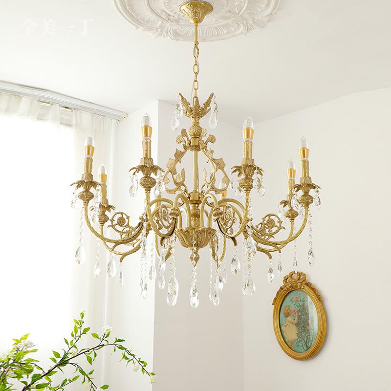 欧式客厅吊灯全铜卧复古餐厅灯室水151晶法式奢华别墅复楼式大堂