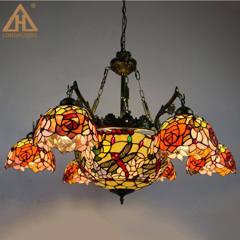 欧厅式客灯具饰蒂汇璟凡尼灯色45玻璃多头吊灯复彩式楼酒