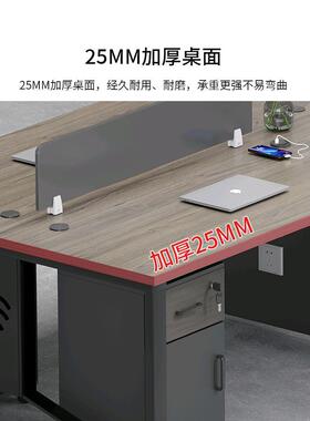 简约现代职员办公公桌办室家具1/2组/4人XJK工位桌椅合职员带柜位