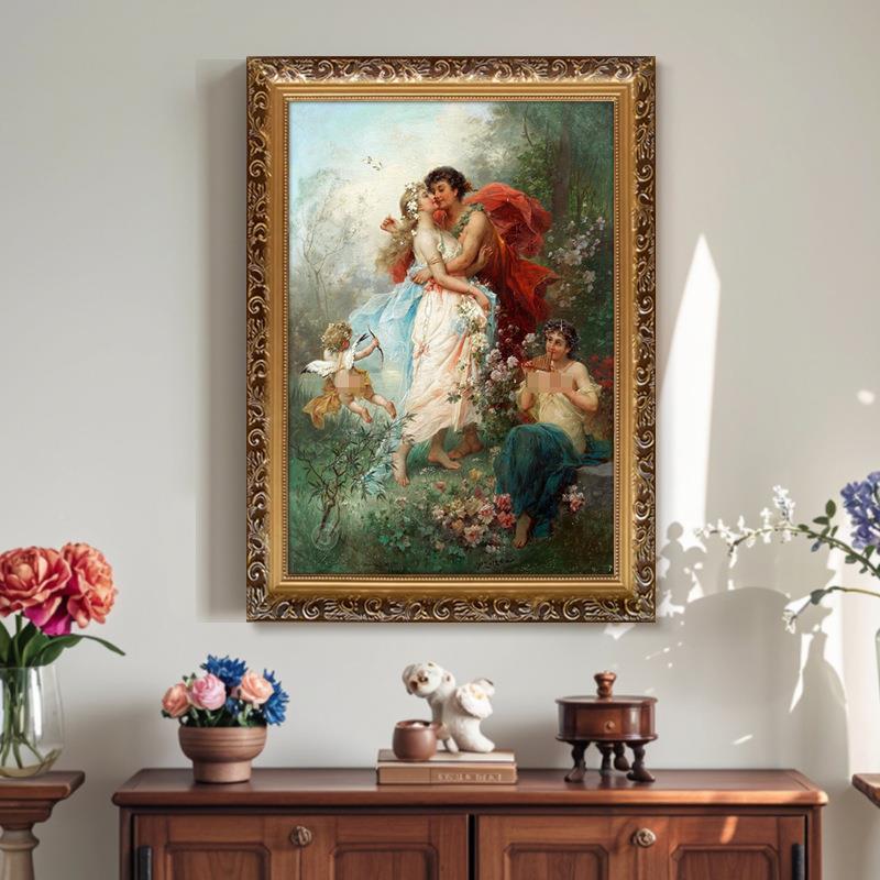 使美式走入户玄关饰画法式复古装人物PNX艺术油画廊客厅欧式天挂