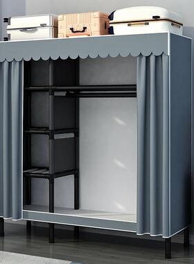 简易衣柜家用卧钢房管加粗加室固组装布衣粗柜出CEX租落地架子收