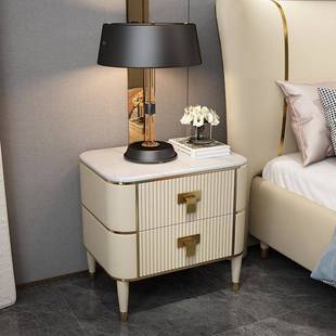 486床头轻奢风床板石头柜皮质木实简约岩大理意式后现代高档卧室