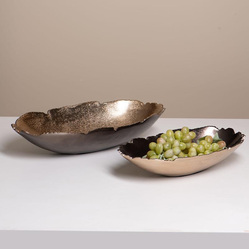 现轻奢椭圆形碎装饰品果托盘样板房餐厅创意家IMK居代餐桌水边盘