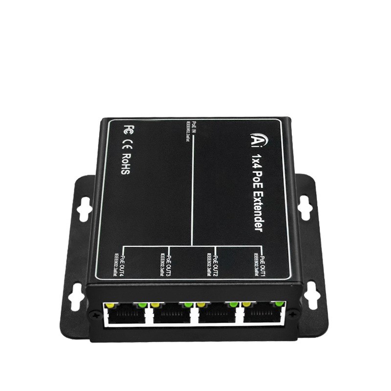 国标1进4出POE中继器网线一拖四POE延长器级联宝PoeExtender