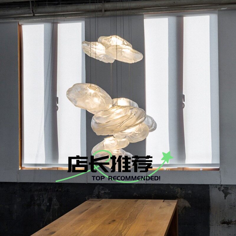 跨境现代简约楼梯客厅玻璃吊灯单头餐厅吊灯酒店吧台样板楼吊灯
