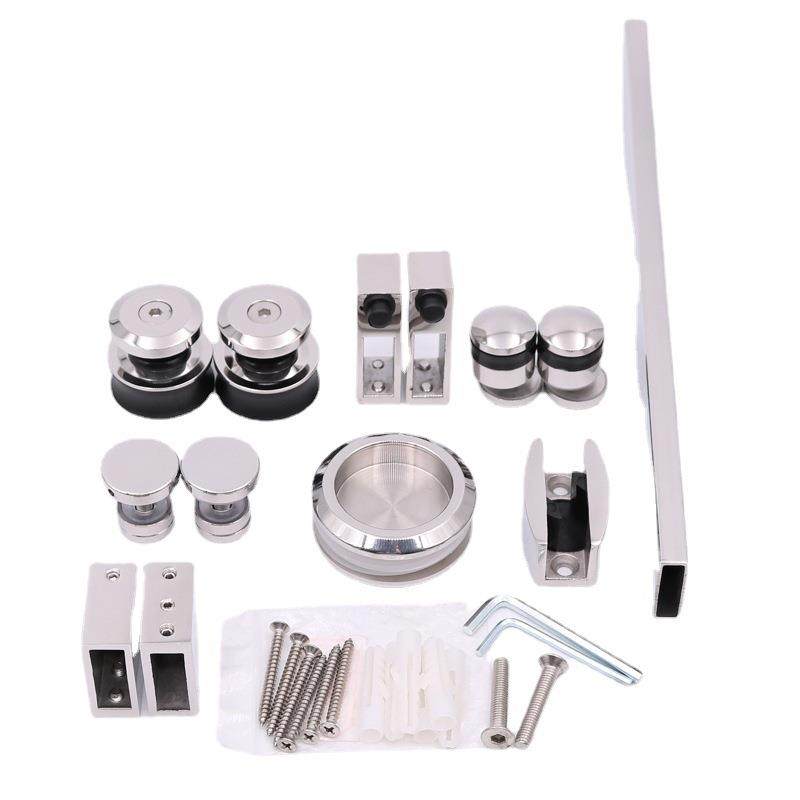 酒店工程淋浴房玻璃侧移门拉手304不锈钢浴室配件吊轮滑轮