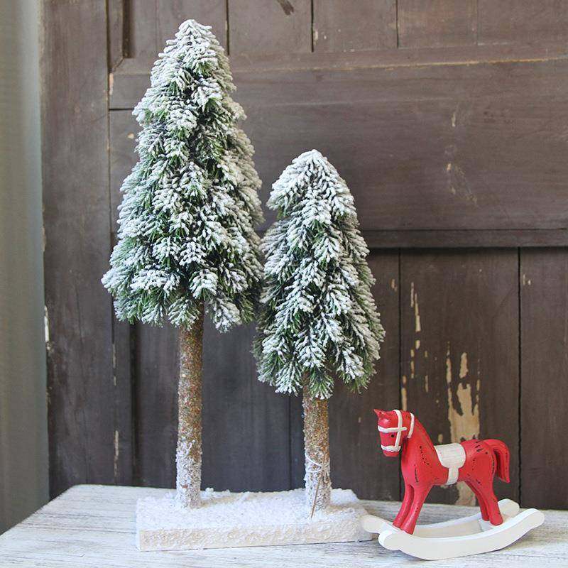 圣诞节北欧系桌面喷雪小圣诞树摆件商场前台迷你小树装饰品
