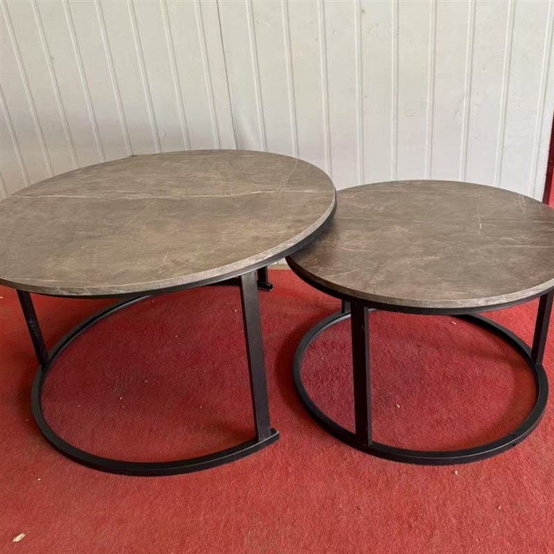 茶几二合一两用组合木制圆形桌子高级感艺术移动中古风胡桃色茶几