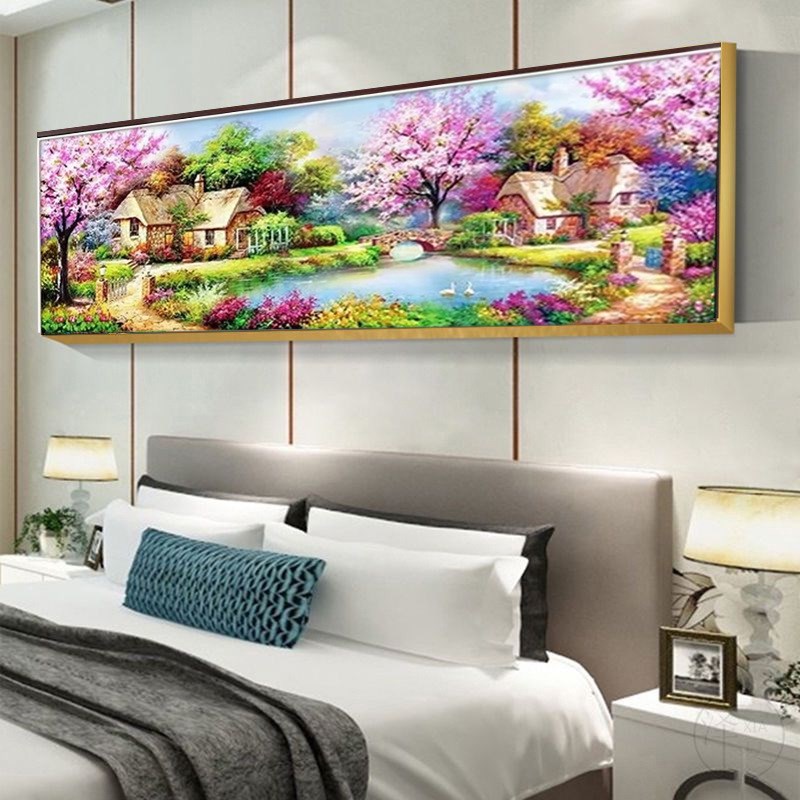 5D钻石画满钻客厅贴钻十字绣新款卧室梦幻小屋欧式田园风景