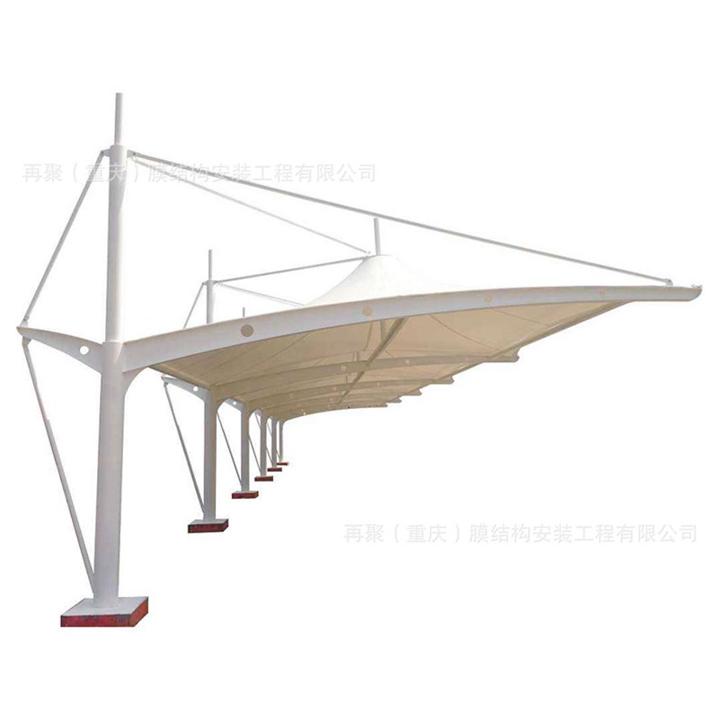 重庆直供西南片区膜结构车棚 户外汽车遮阳棚彩钢篷工程