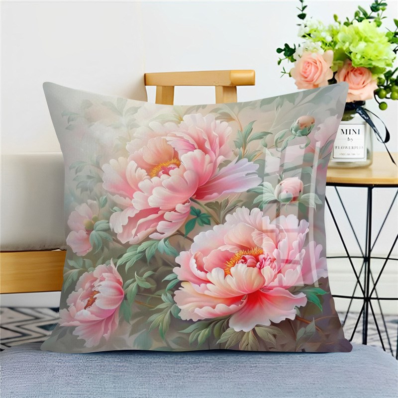 牡丹花新款十字绣抱枕枕套靠枕沙发卧室车上自己绣满绣