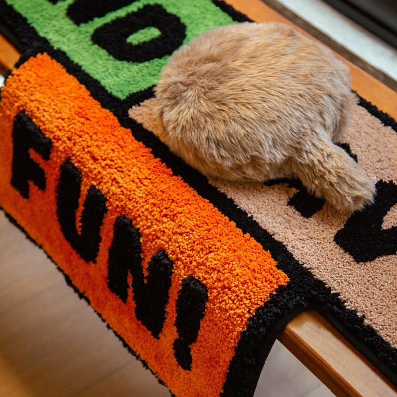 潮流字母创意地垫植绒地毯家用客厅入户垫卧室飘窗防滑隔凉地毯垫
