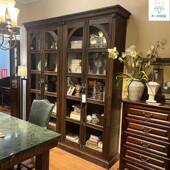 法式 复DIE古拱形书墙柜美式 实木旧满组合书房客做厅展示储柜物酒