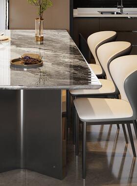 轻奢岩长板超晶石石餐桌现代简约方POV形家用小微晶奢石户型吃饭