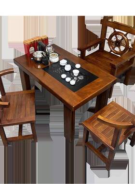 实XZJ木小茶桌台阳简约迷你茶几款办老公家用船木轻奢泡茶新台椅