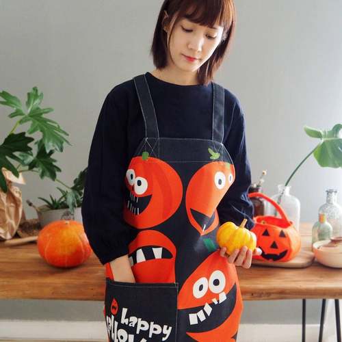 做圣节可爱南瓜万头怪兽卡通烹饪饭裙厨房工作罩衣男10033160女围