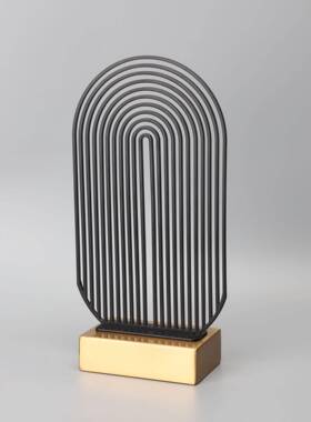 新中式金属0006黑屏风摆件样板房售楼部饰书房客家居桌厅面色艺术