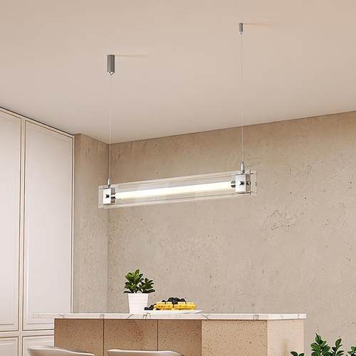 极简一字餐厅147吊灯工业风长灯设计桌师玻璃吧作台餐灯工室条马