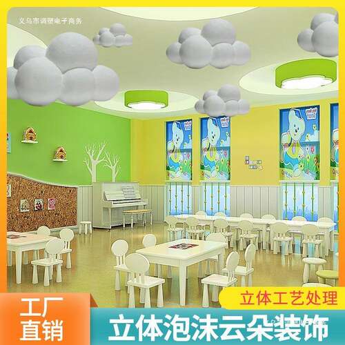 沫LOZ立庭体云朵吊场挂饰商中美陈橱窗吊泡饰4展厅吊顶白云装饰猫
