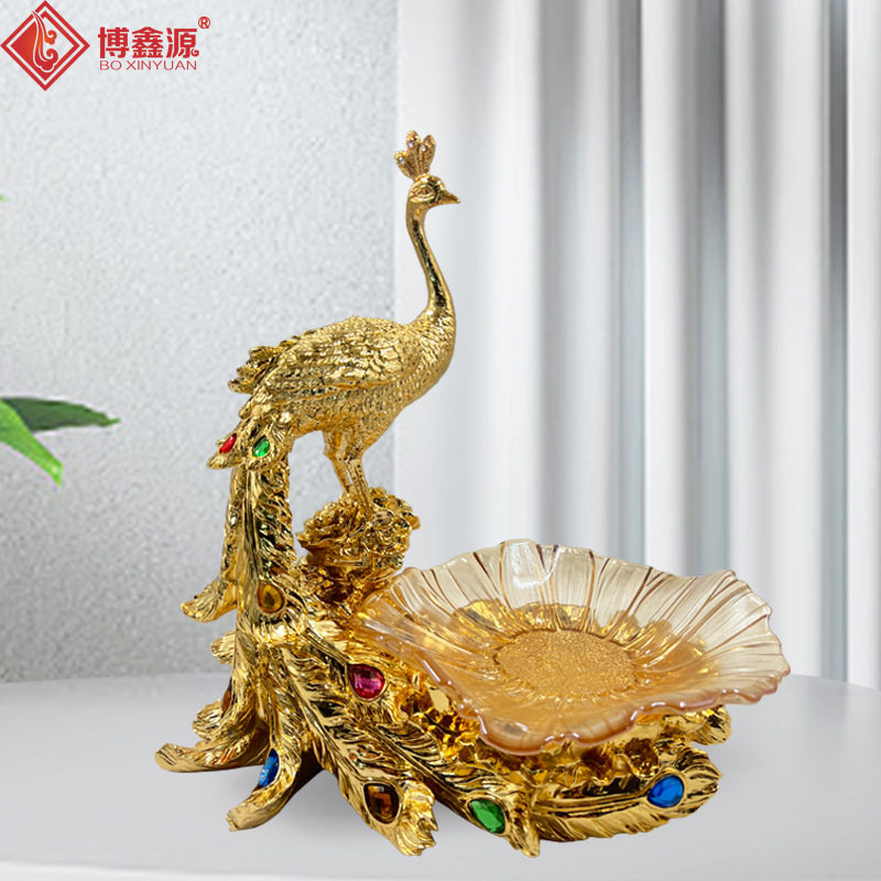 欧式金色孔雀轻奢水果盘