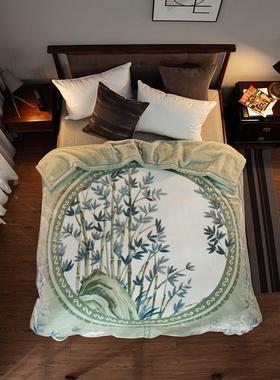 新中式毯8斤秋双冬加HC-09321厚保暖毛毯超柔层印花云厂家毛直毯