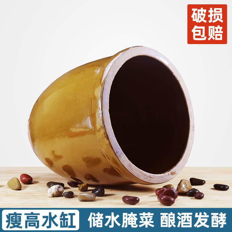 老式水JTD菜缸家用储水用陶瓷缸腌腌肉发酵缸粗陶养米鱼莲睡荷花