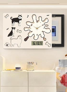 表多巴胺卡通小狗电箱装饰画带钟万挂表XY823432配电箱遮挡电闸开